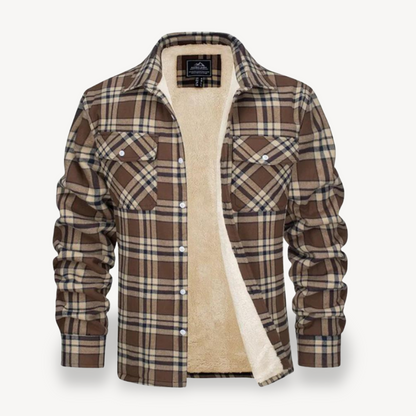 Men's Plaid Flannel Shirt with Sherpa Fleece Lining