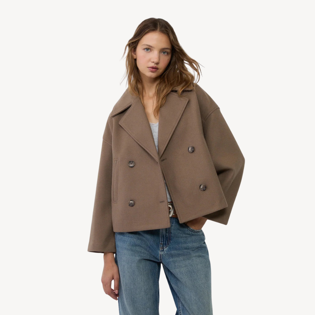 Cropped Wool Peacoat for Women