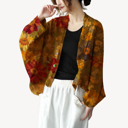 Women's Linen Blend Kimono Jacket Cardigan