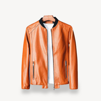 Men’s Faux Leather Bomber Jacket