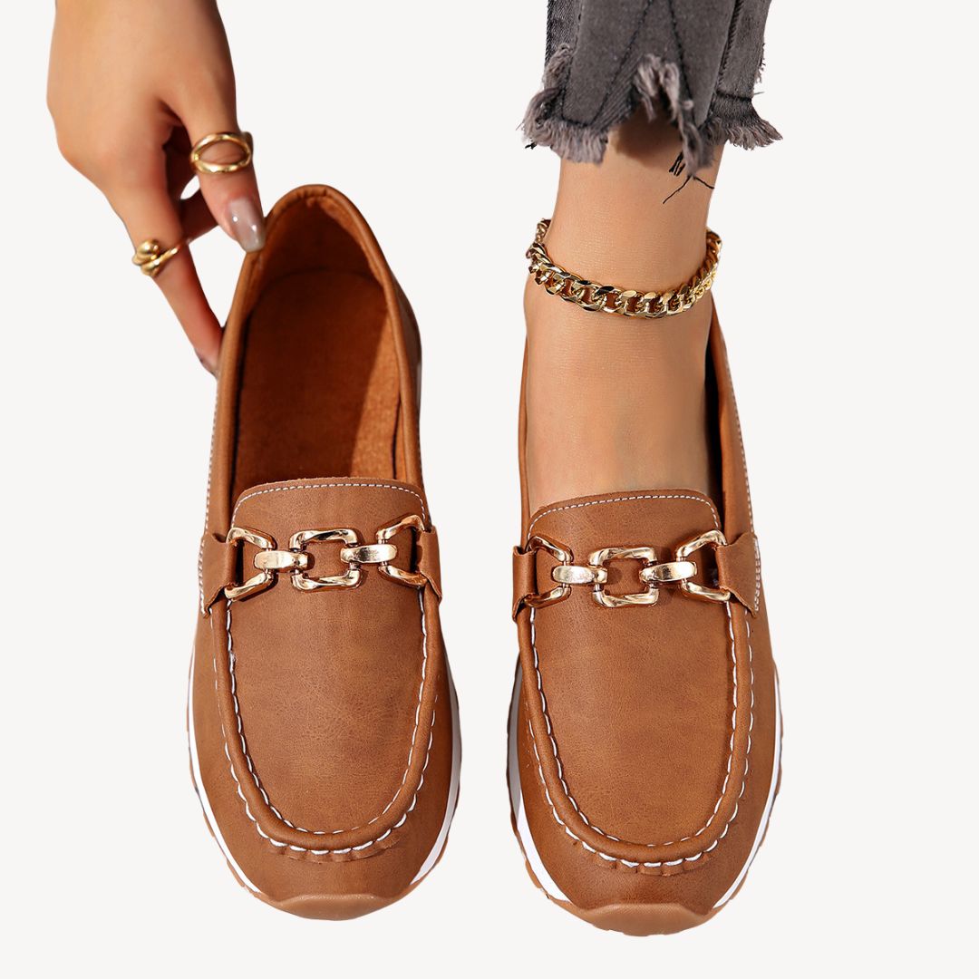 Orthopedic Suede Loafers Women Chain