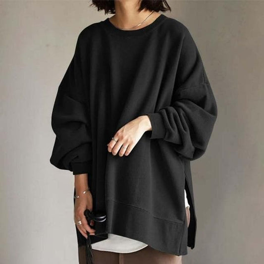 Cozy Loose Fit Crew Neck Sweater - BritishElegance