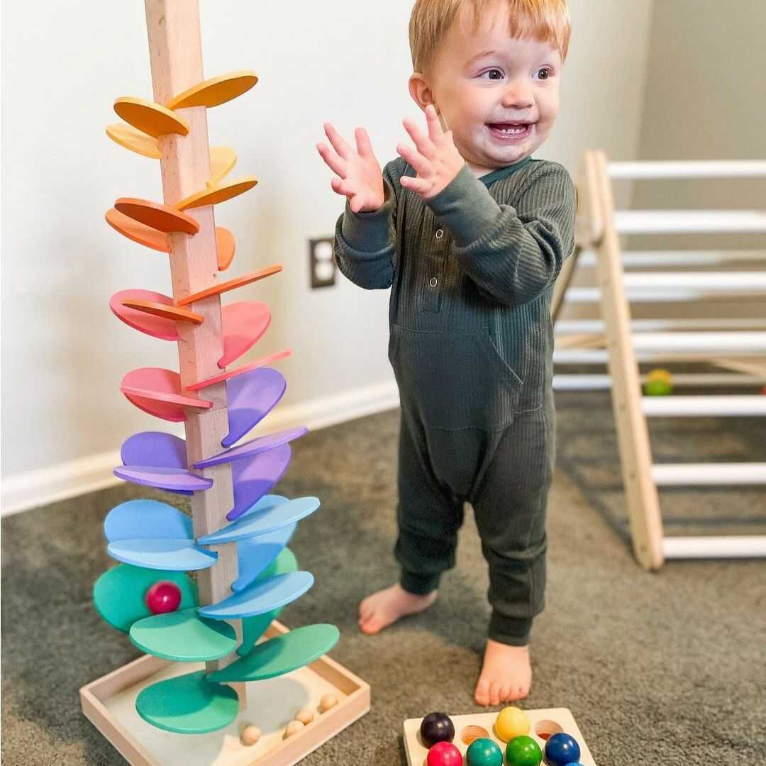 Colorful Marble Run Wooden Sound Tower For Children - BritishElegance