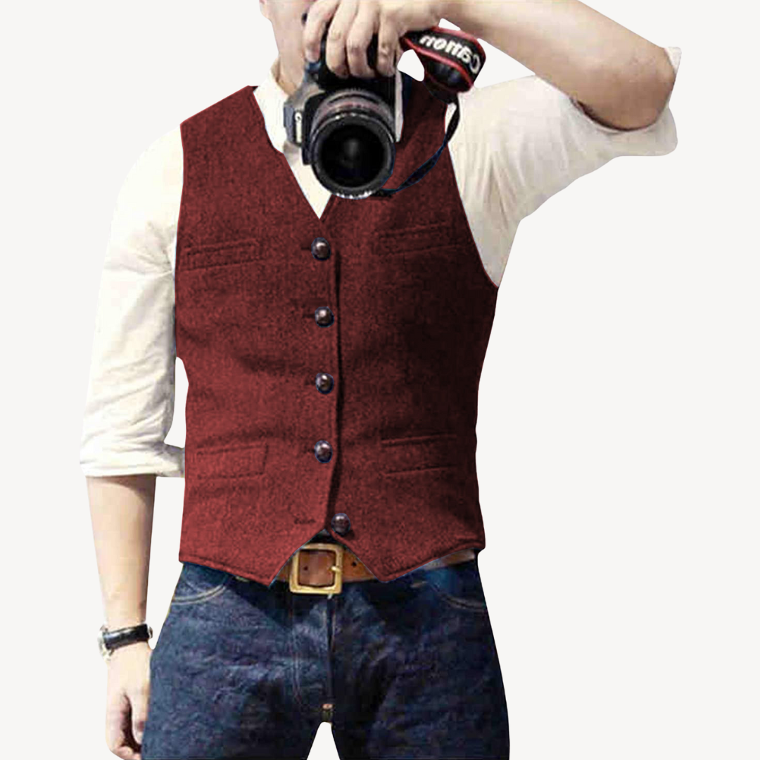 Men's Buttoned Wool Vest