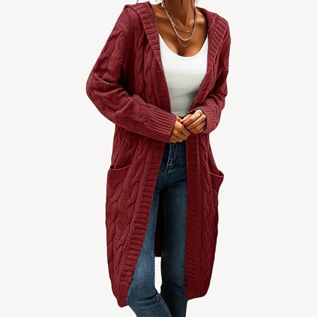 Cable Knit Hooded Cardigan