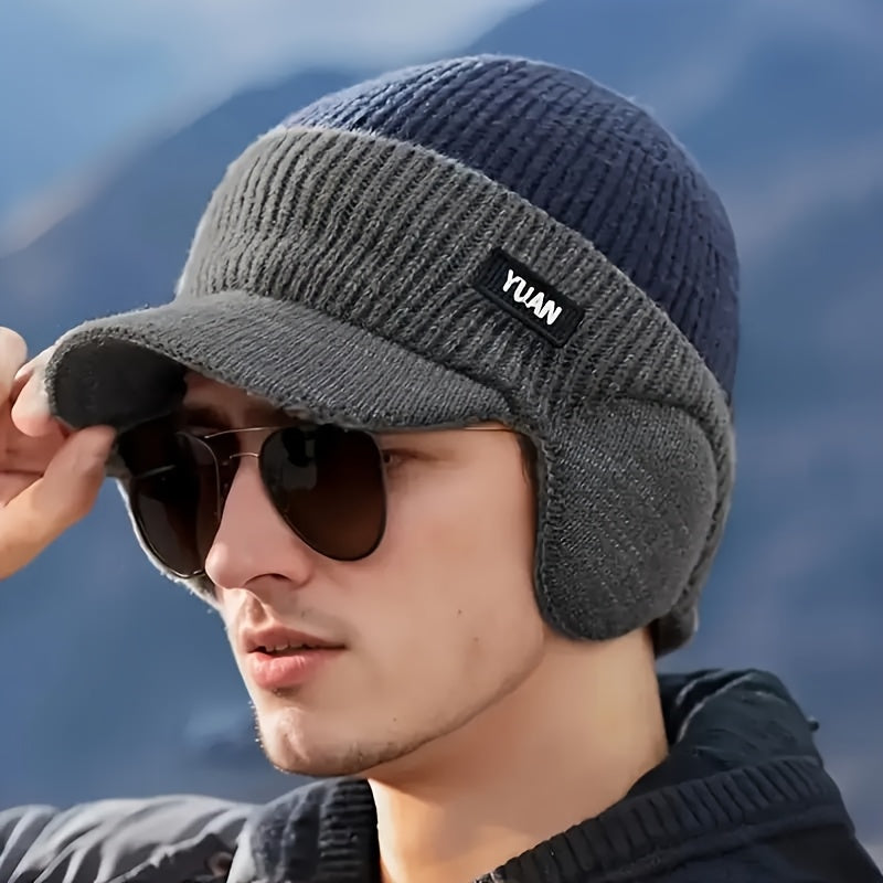 Men’s Winter Beanie with Ear Flaps – Warm Knit Outdoor Hat