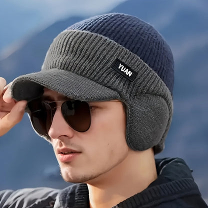 Men’s Winter Beanie with Ear Flaps – Warm Knit Outdoor Hat