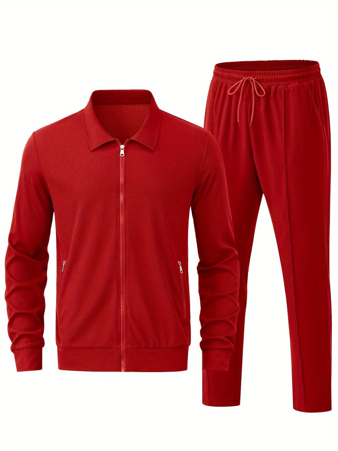 Men's Sporty Zipper Tracksuit Set with Jacket and Pants