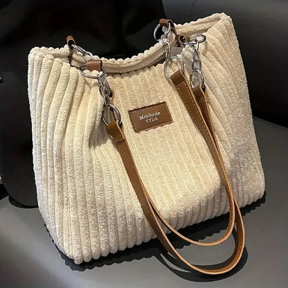 Julia Corduroy Tote Bag for Women – Shoulder Bag with Zipper