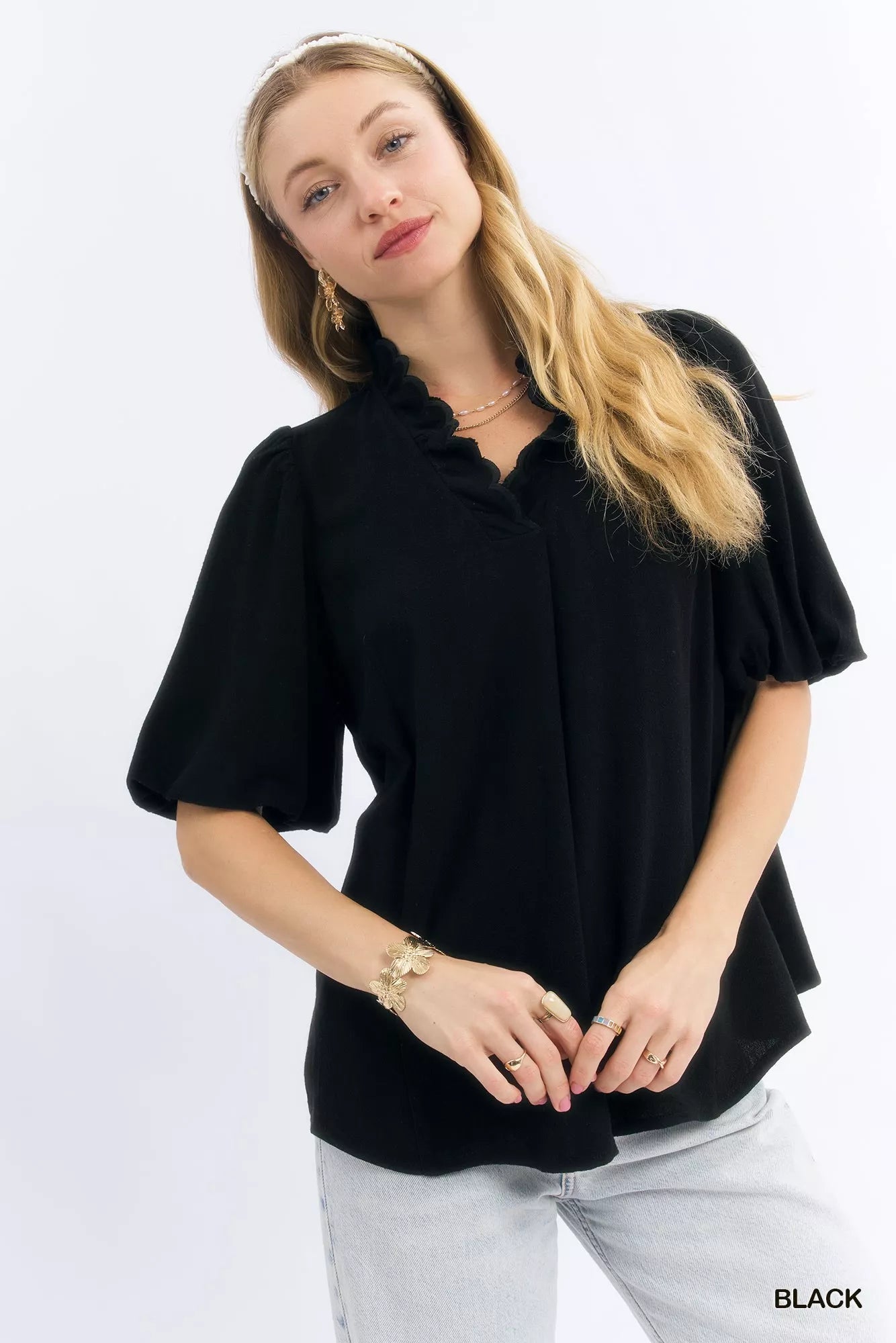 Soft V-Neck Women's Blouse with Lace Trim - BritishElegance