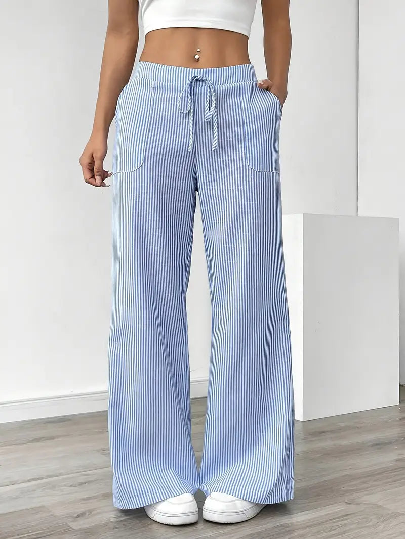 Stylish Stripe Trousers with Pockets in Fashion Colors