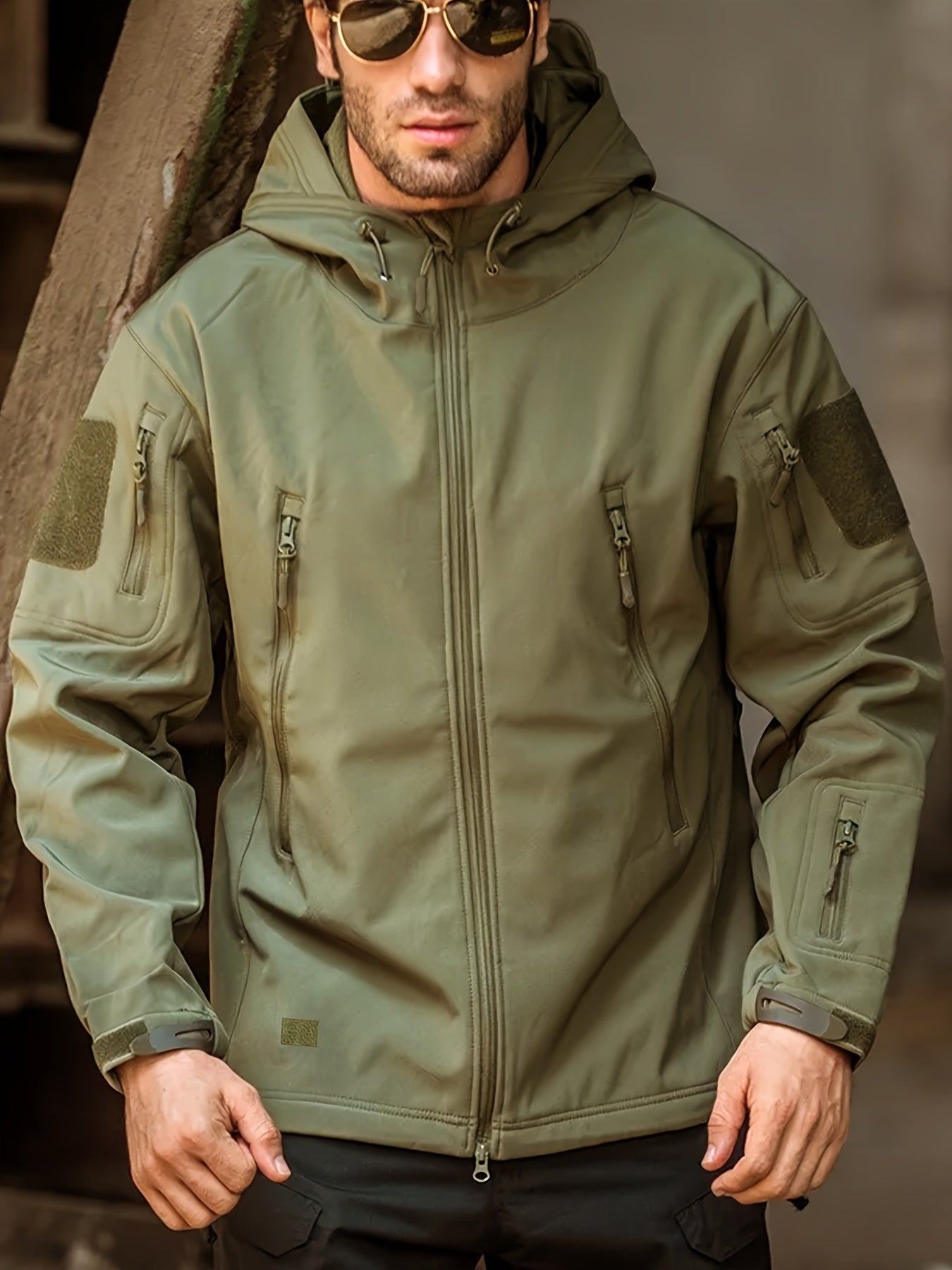 Waterproof Men's Hooded Fleece Jacket with Multiple Pockets - BritishElegance