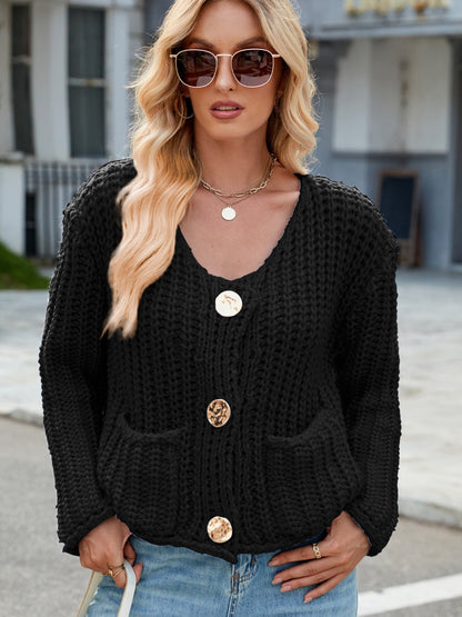 Warm Women's Knit Cardigan with Pockets