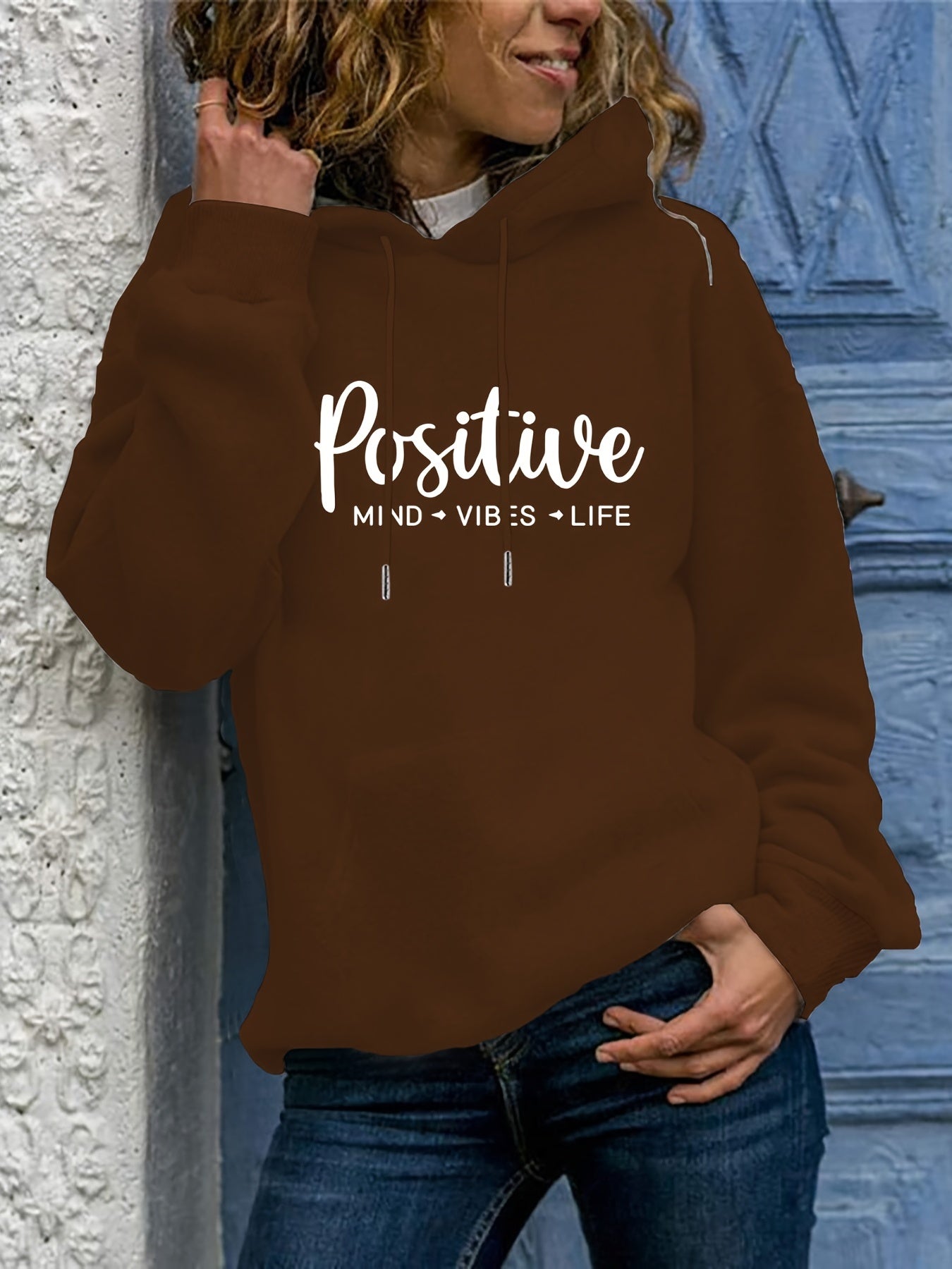 Cozy Women's Large Hooded Sweatshirt with Fun Graphic Pocket