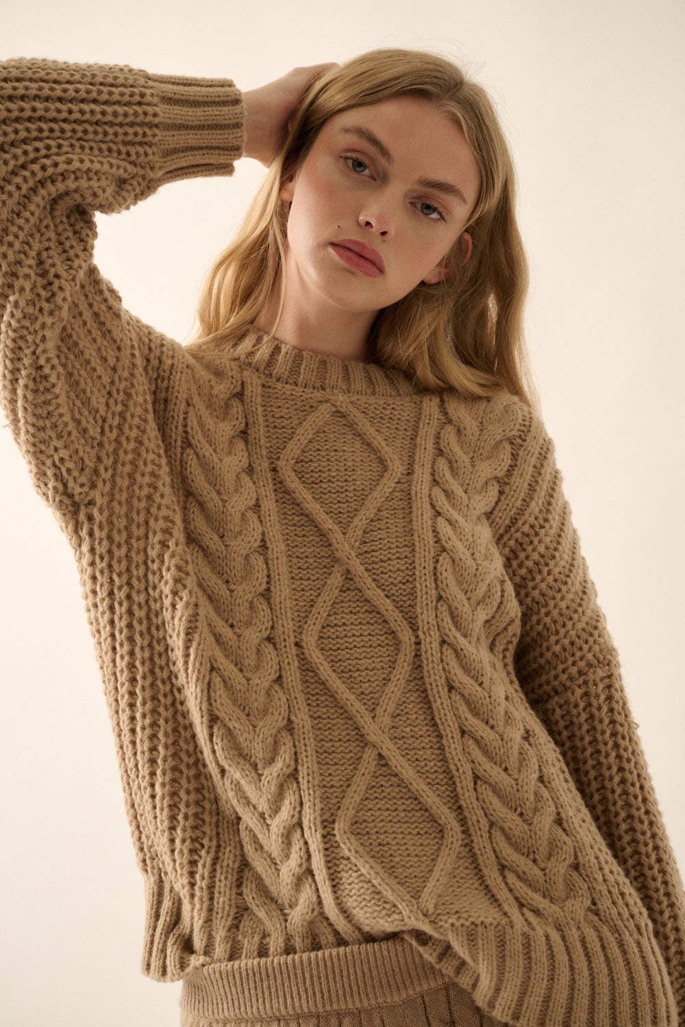 Soft Cable Knit Women's Long Sleeve Sweater