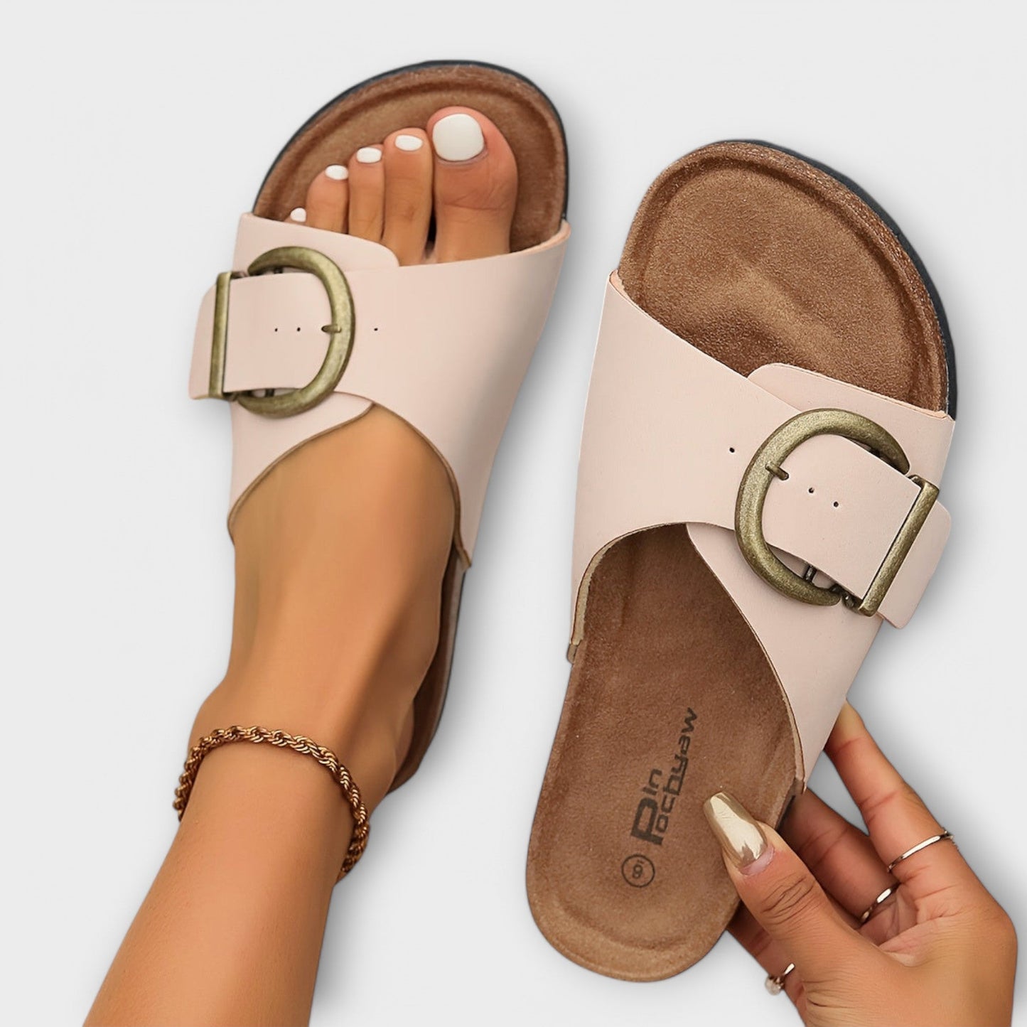 Vera - Women's Cork Sandals With Buckle Fastening