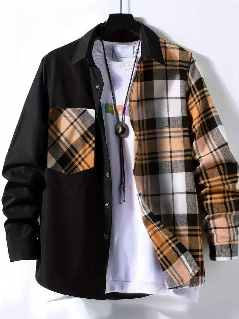 Men's long-sleeve checked button-down shirt by Joseph
