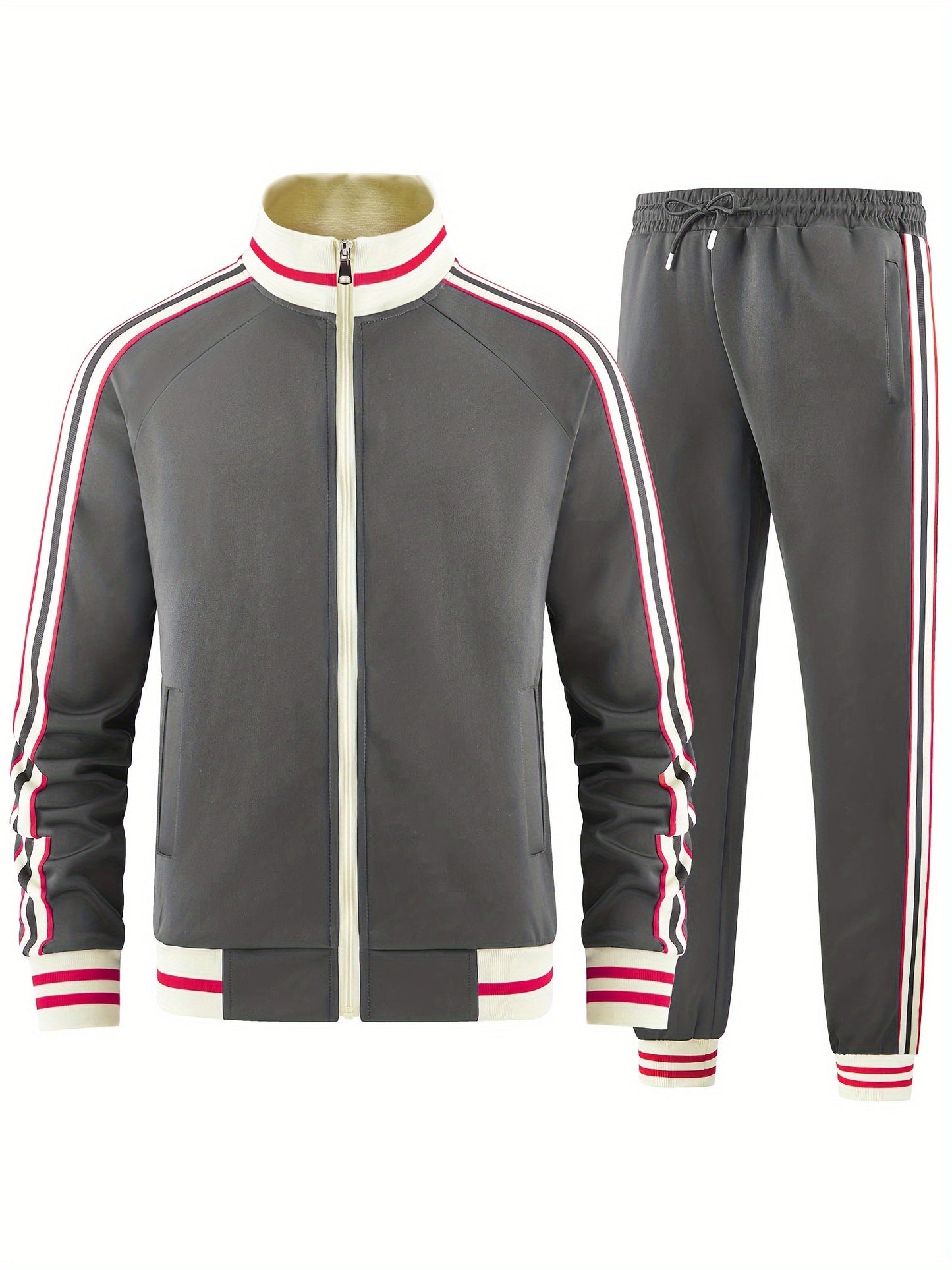 Comfortable Men's Zip Up Tracksuit Set
