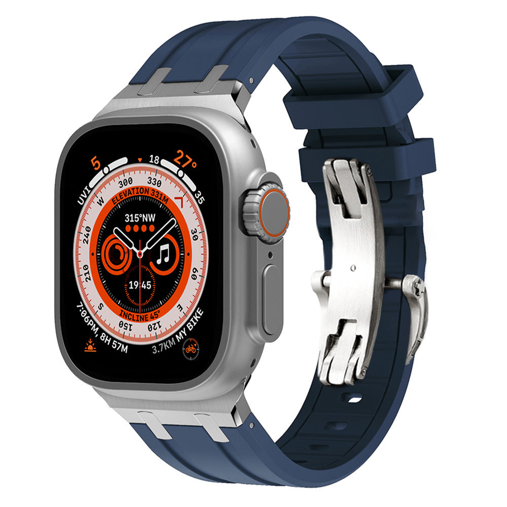 Durable Silicone Strap for Apple Watch with Metal Clamp
