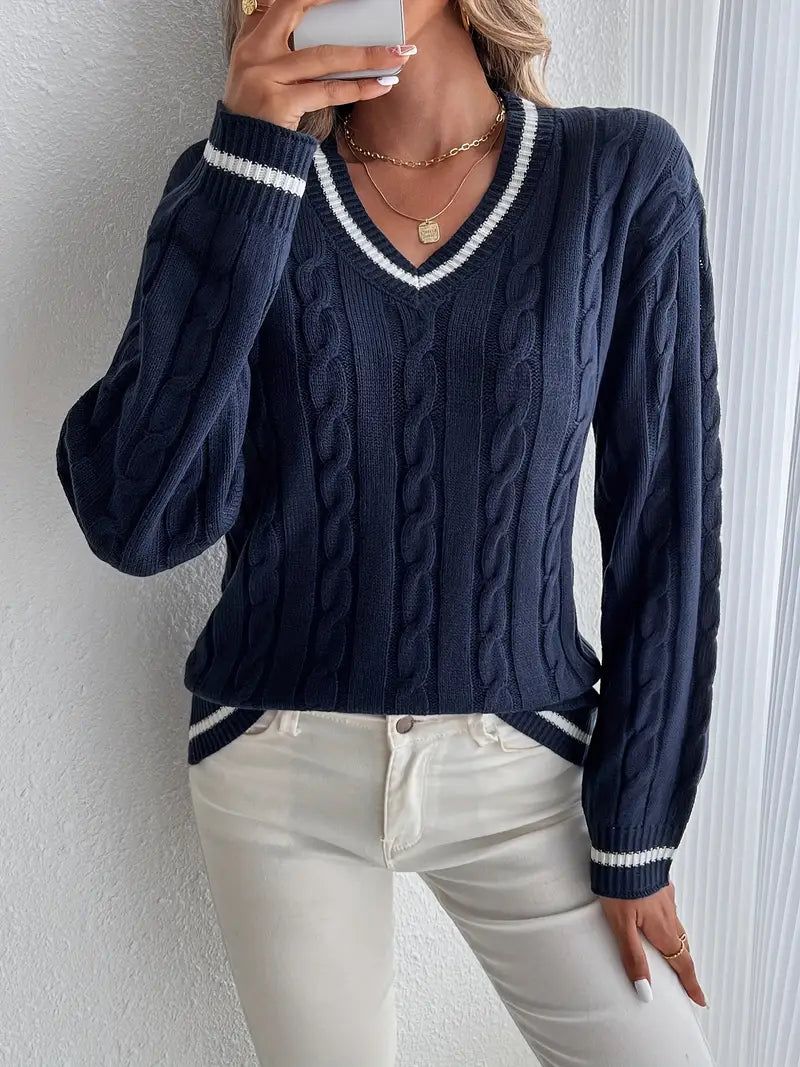 Classic Ladies Crew Neck Knit Sweater - BritishElegance