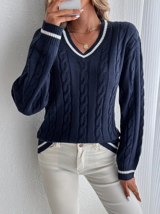 Classic Ladies Crew Neck Knit Sweater - BritishElegance