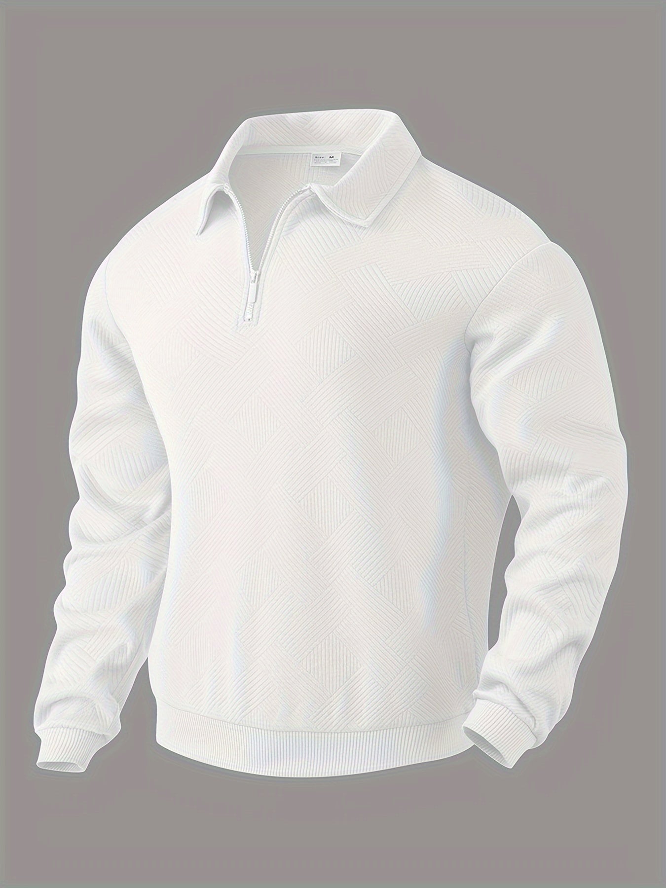 Warm Quarter Zip Sweater with Collar and Winter Pattern