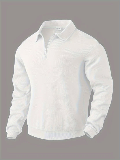 Warm Quarter Zip Sweater with Collar and Winter Pattern