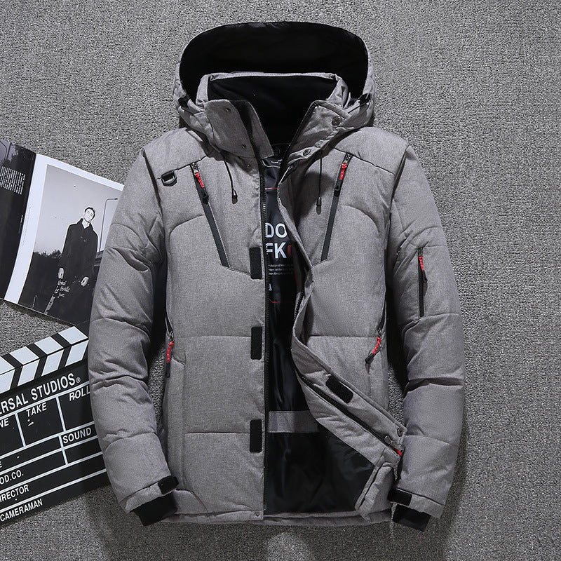 Warm Waterproof Men's Down Hooded Parka Jacket Outdoor Set