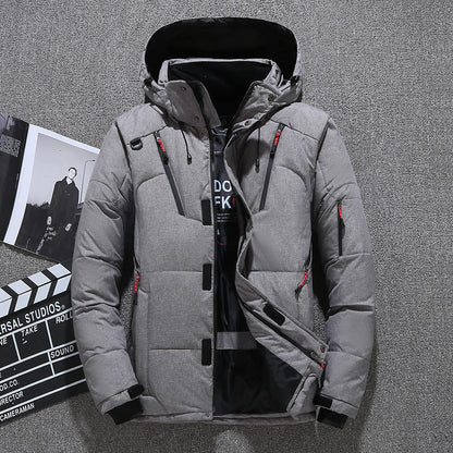 Warm Waterproof Men's Down Hooded Parka Jacket Outdoor Set