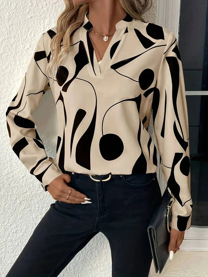 Stylish Ladies Printed Long Sleeve Top - BritishElegance