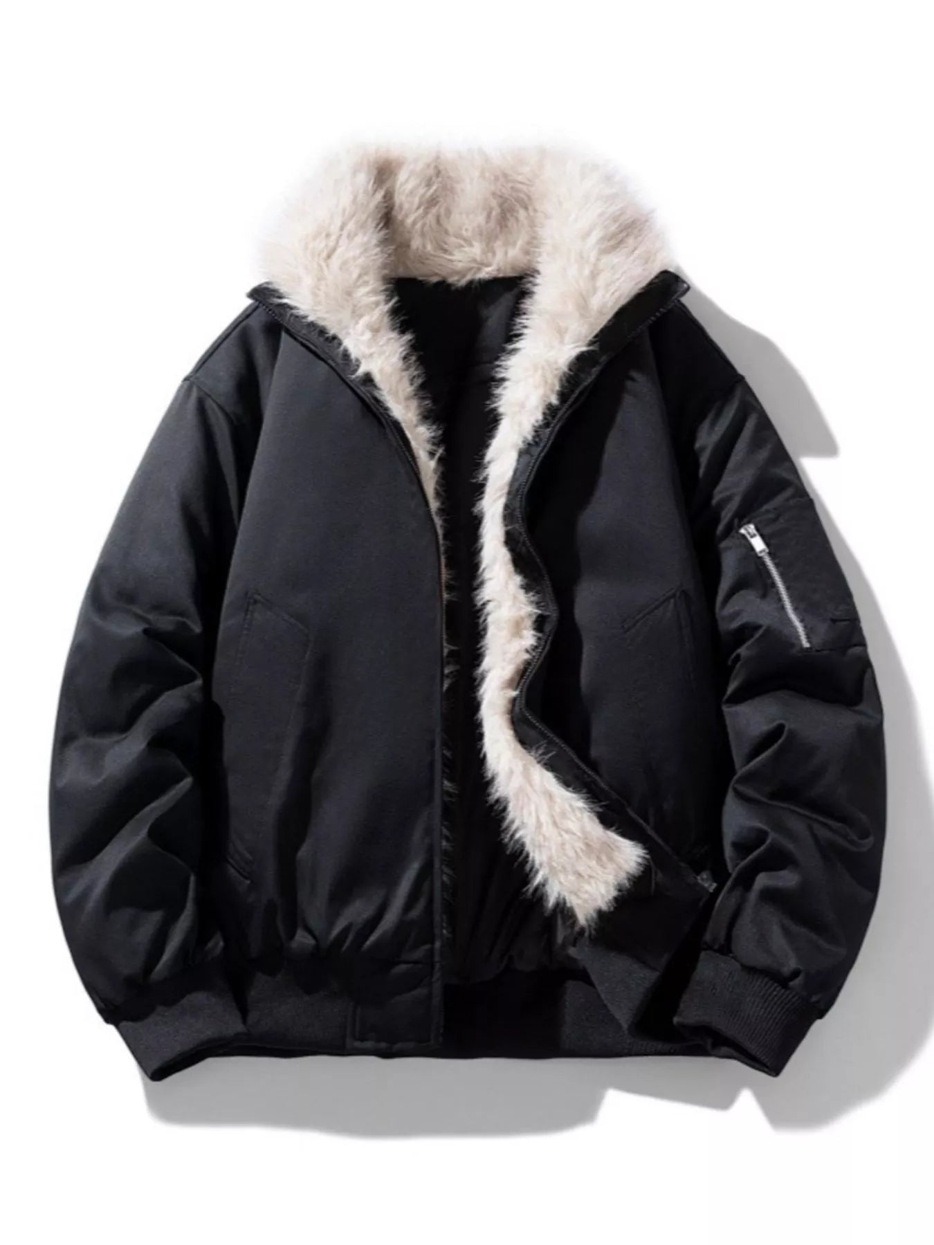 Large Size Men's Zip Up Bomber Coat