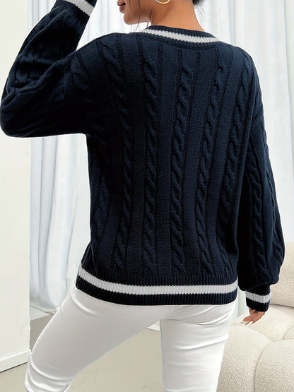 Cable Knit Sweater with Delicate Details - Aurora