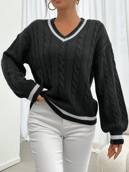 Cable Knit Sweater with Delicate Details - Aurora