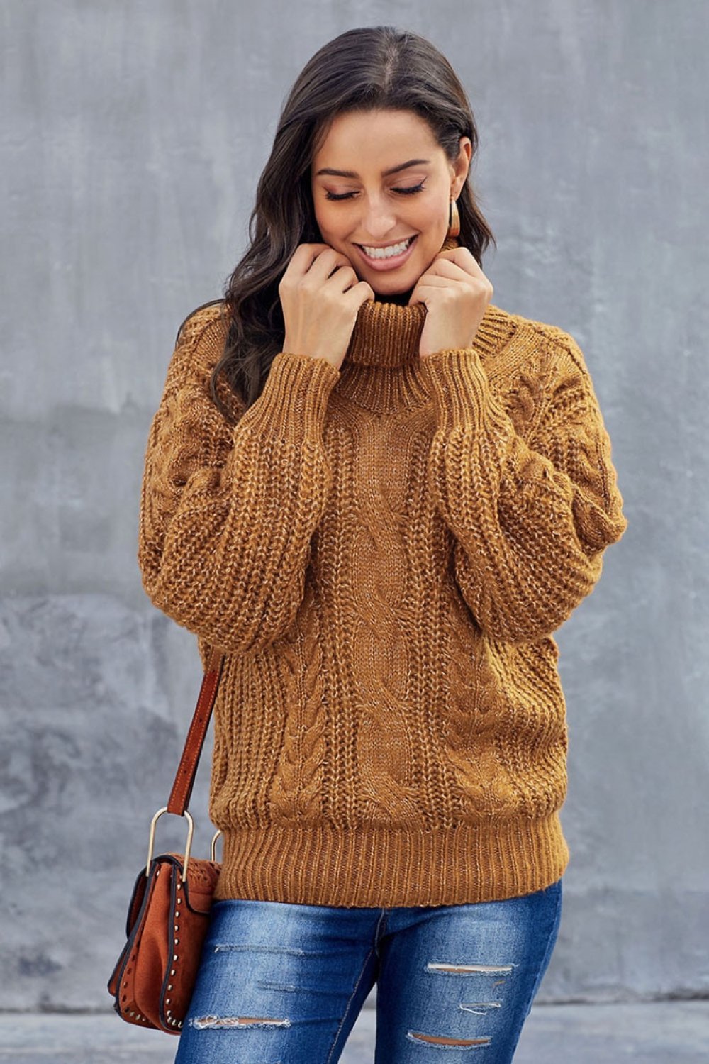 Patricia | Stylish Turtleneck Sweater for Women with a Chunky Braided Pattern