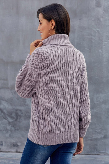Patricia | Stylish Turtleneck Sweater for Women with a Chunky Braided Pattern