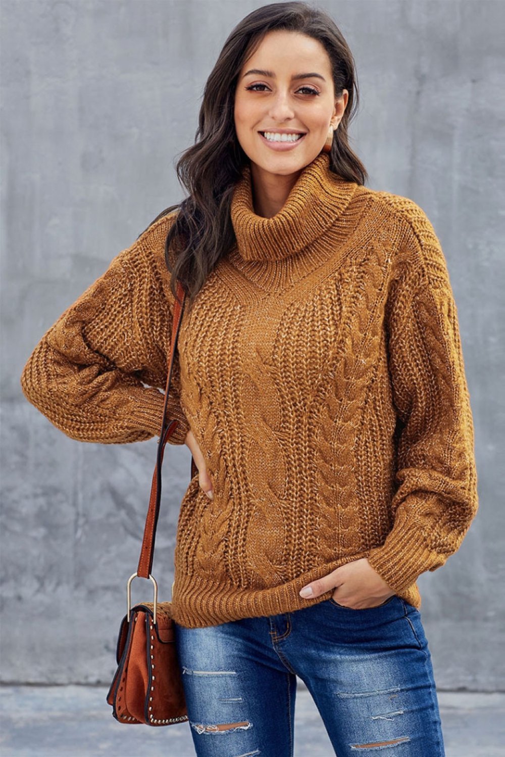 Patricia | Stylish Turtleneck Sweater for Women with a Chunky Braided Pattern