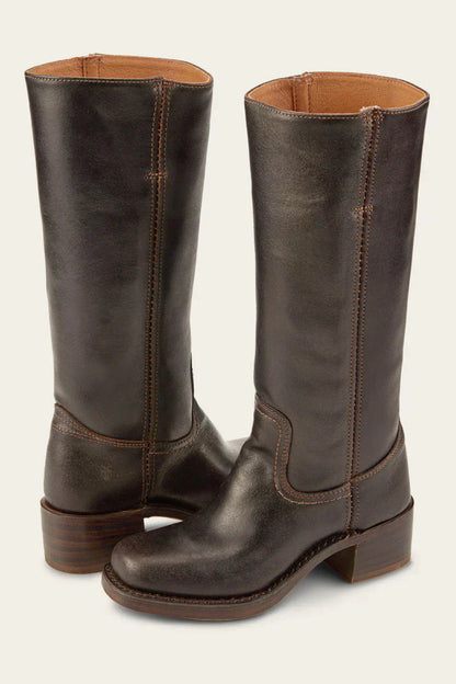 Freya Classic Western Boots | Stacked Heel Rounded Toe Boots