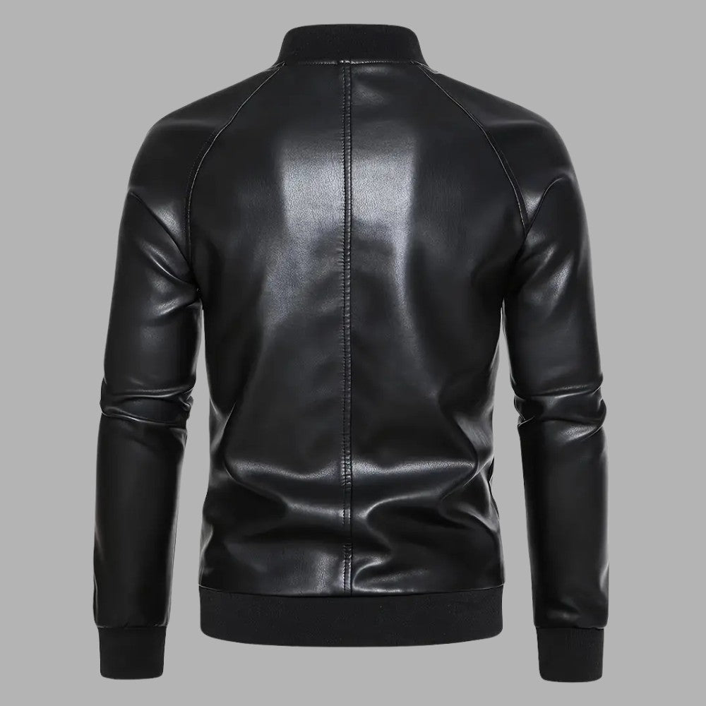 Casual Baseball Collar Leather Jacket