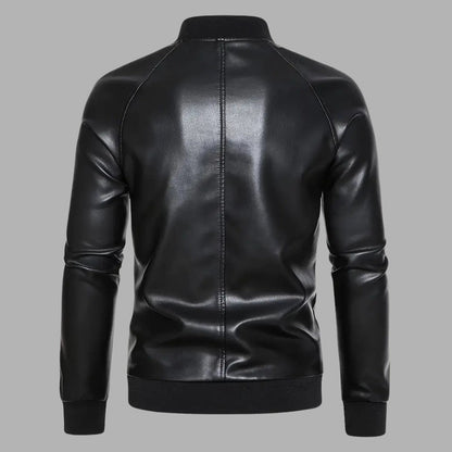 Casual Baseball Collar Leather Jacket