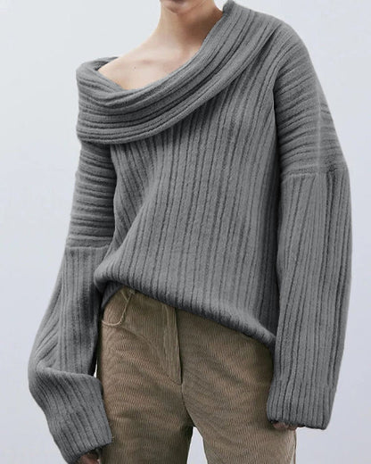 Casual Knitted One-Shoulder Jumper - LuxeOne