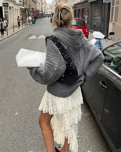 Casual Knitted One-Shoulder Jumper - LuxeOne