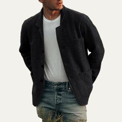 Men’s Ribbed Trim Zip Up Cardigan Jacket