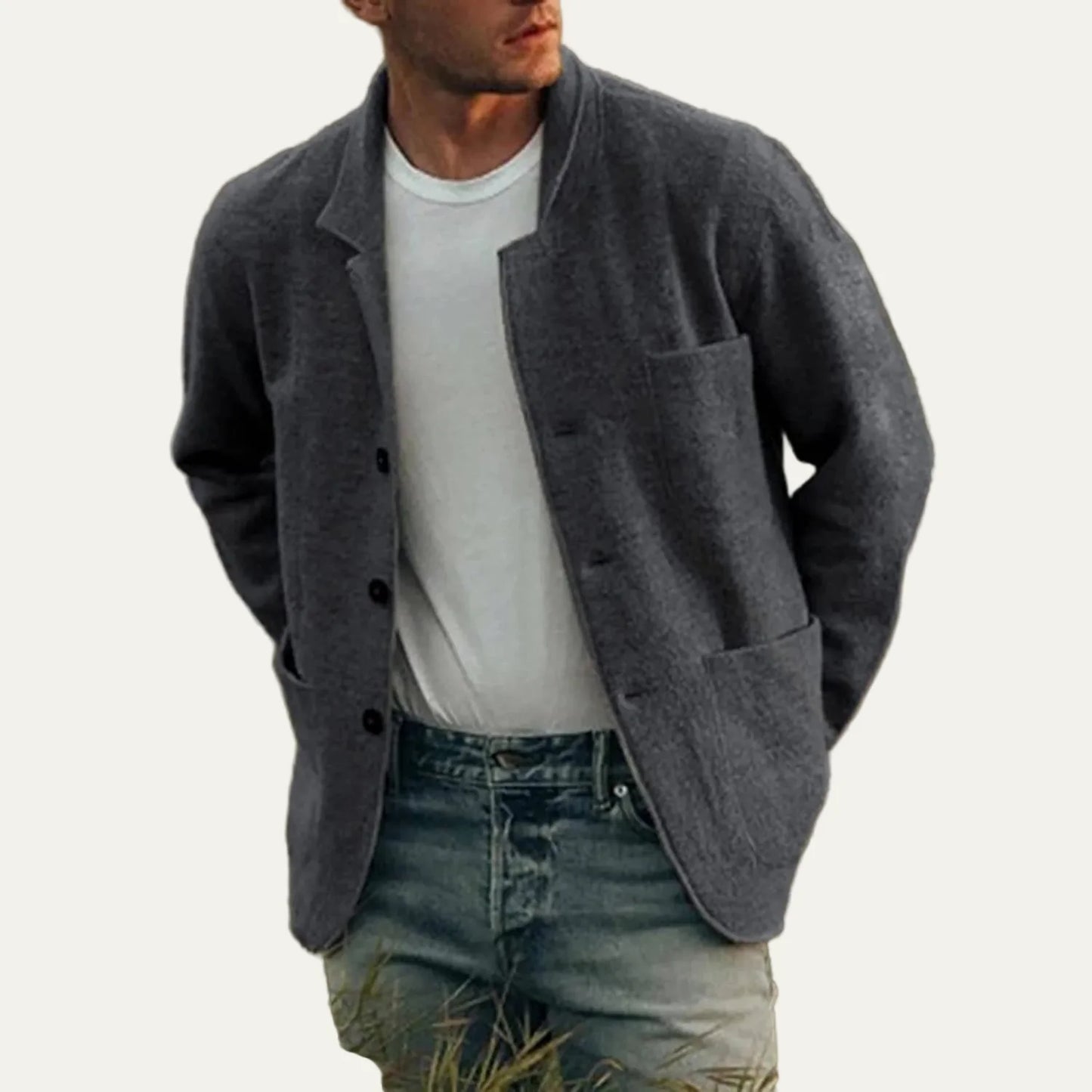 Men’s Ribbed Trim Zip Up Cardigan Jacket