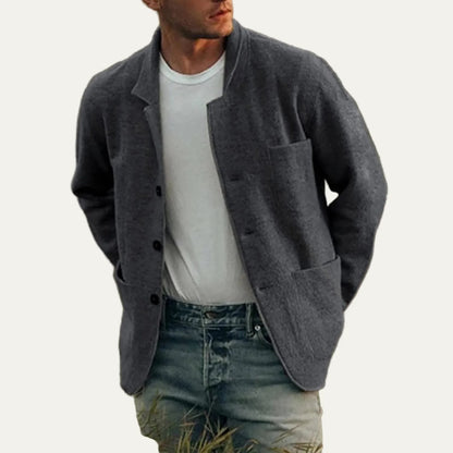 Men’s Ribbed Trim Zip Up Cardigan Jacket