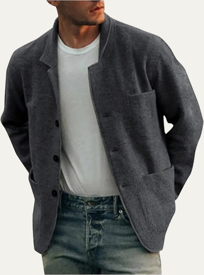 Men’s Ribbed Trim Zip Up Cardigan Jacket