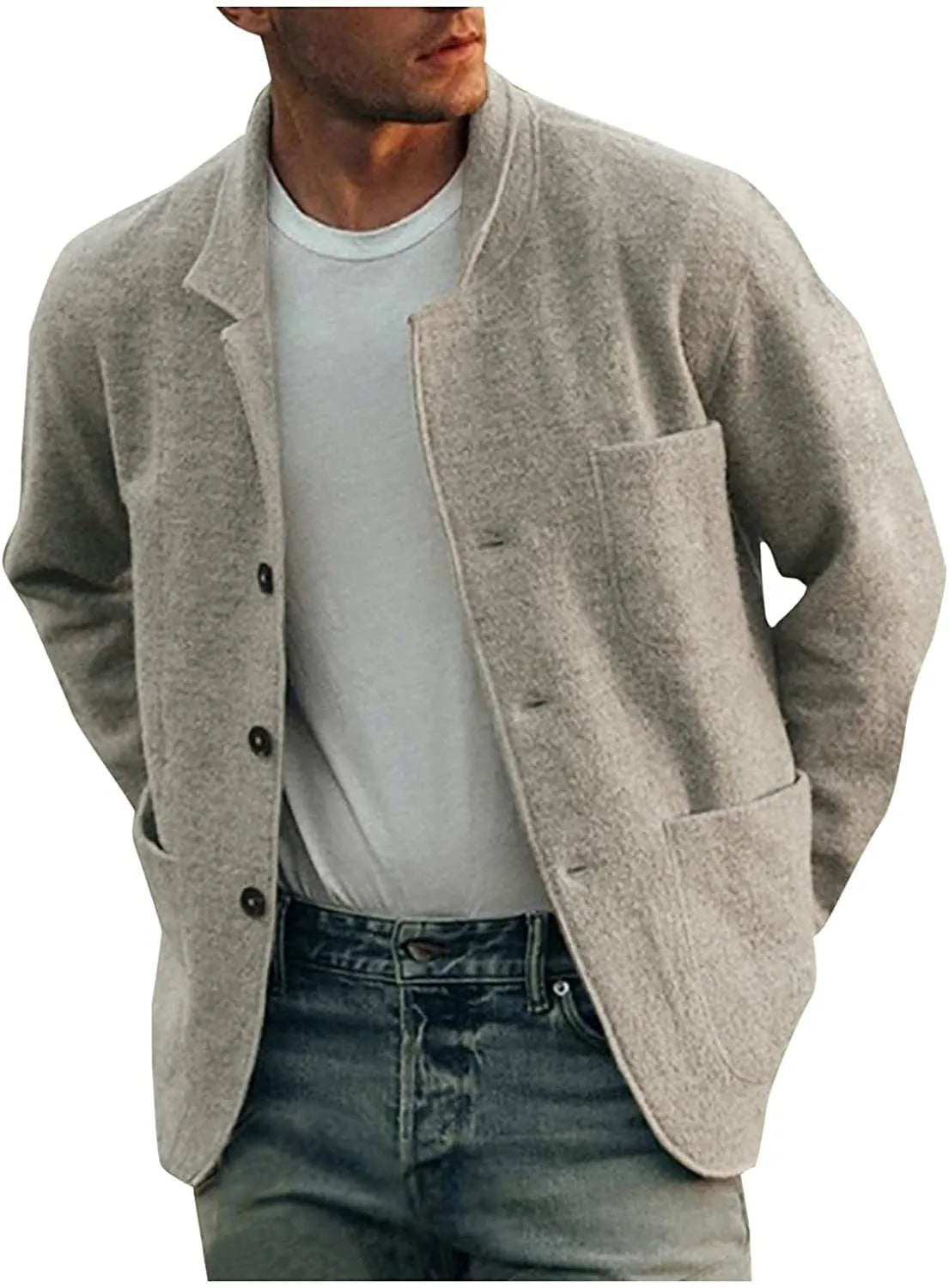 Men’s Ribbed Trim Zip Up Cardigan Jacket