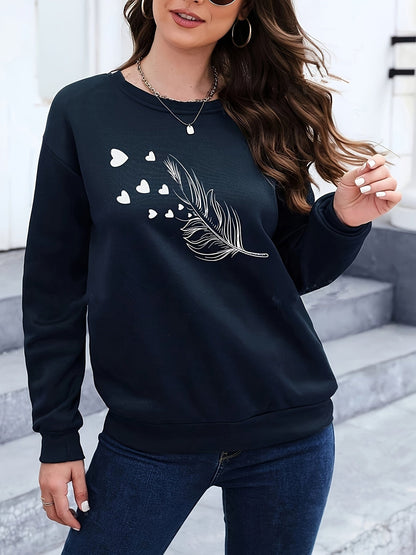 Casual Sweatshirt with Feather Print - Marisa