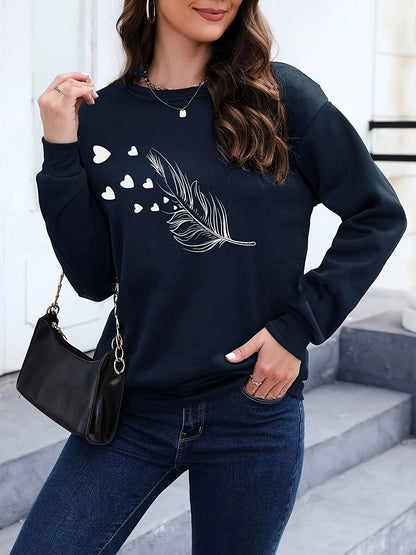 Casual Sweatshirt with Feather Print - Marisa