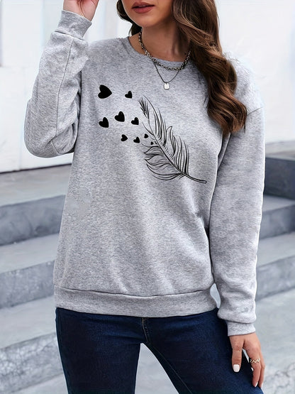 Casual Sweatshirt with Feather Print - Marisa