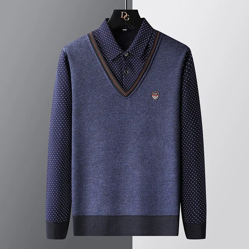 Warm Classic Fit Polo Sweater for Men
